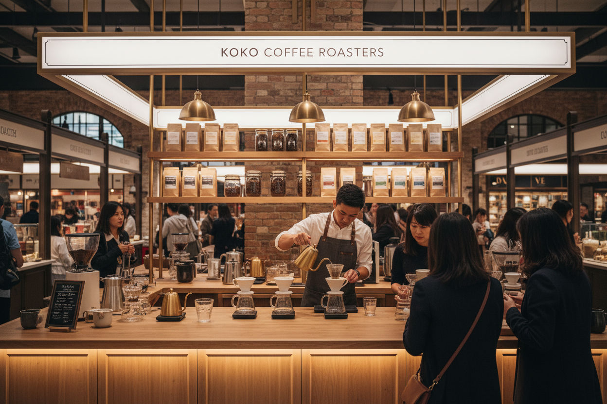 no chinese in the banner, and change the text to koko coffee roasters on the top